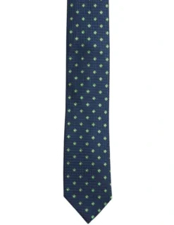 Oxford Geo Joy Silk Tie In Navy/Green