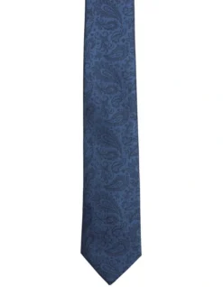 Oxford Tonal Paisley Silk Tie In Navy