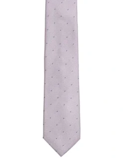 Oxford Textured Spot Silk Tie In Pink
