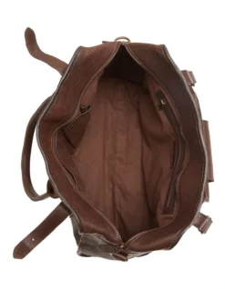 Oxford Daryl Leather Overnight Bags In Chocolate -Myer Clothing Shop 948977470 4 720x928