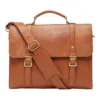 Oxford Olli Leather Briefcase In Dark Tan