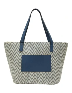 Oxford Kaya Woven Tote In Natural/Navy