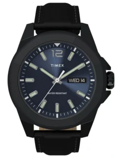 TIMEX Essex Ave TW2V42900 Leather Watch In Black