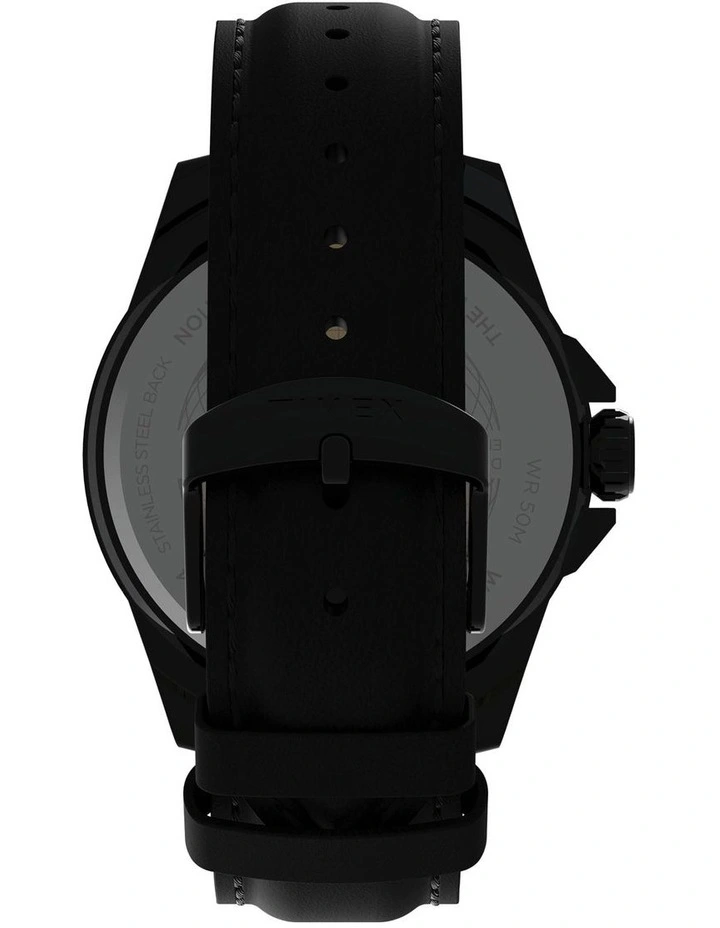 TIMEX Essex Ave TW2V42900 Leather Watch In Black 3 TIMEX Essex Ave TW2V42900 Leather Watch In Black - Image 3