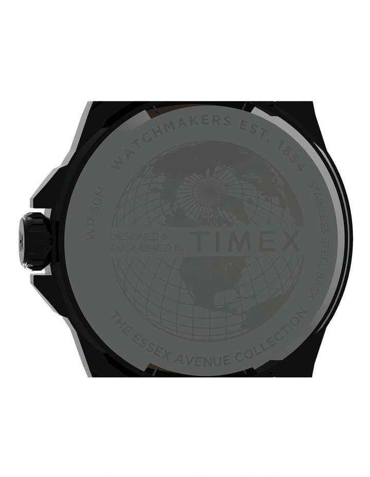 TIMEX Essex Ave TW2V42900 Leather Watch In Black 5 TIMEX Essex Ave TW2V42900 Leather Watch In Black - Image 5