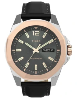 TIMEX Essex Ave TW2V43000 Leather Watch In Black