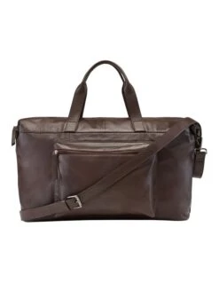 Hugo Leather Duffle Bag In Dark Brown