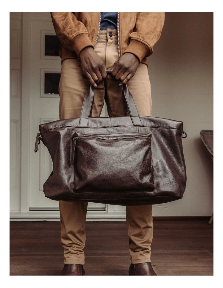 Hugo Leather Duffle Bag In Dark Brown 2 Hugo Leather Duffle Bag In Dark Brown - Image 2