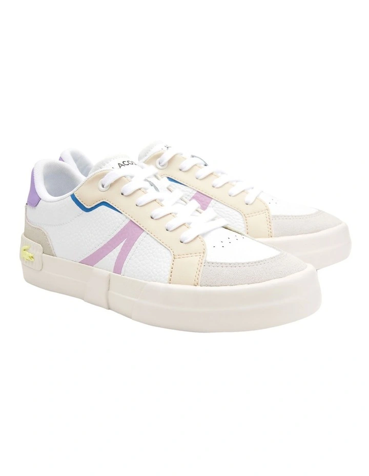 Lacoste L004 Leather Sneakers In White Multi 2 Lacoste L004 Leather Sneakers In White Multi - Image 2