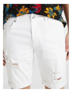Massimo Ripped Denim Shorts In White -Myer Clothing Shop 950080690 3 720x928