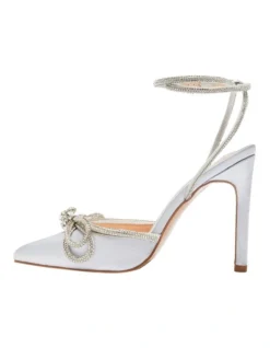 Rory Heeled Shoes In Silver Satin -Myer Clothing Shop 950235040 3 720x928