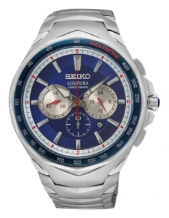 Seiko Dress Stainless Steel Chronograph SRWZ21P-9 Watch In Silver