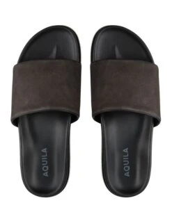 Bronte Nubuck Pool Slides In Charcoal 5 Bronte Nubuck Pool Slides In Charcoal -Myer Clothing Shop 950389120 3 720x928
