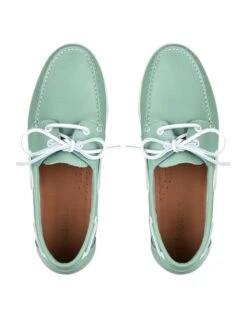 Hatch Leather Boat Shoes In Green -Myer Clothing Shop 950398750 4 720x928