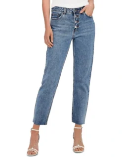 ONLY Emily High Waisted Straight Ankle Jeans In Light Blue Denim