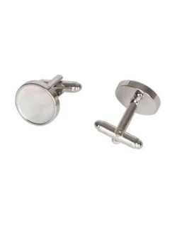 Van Heusen Round Mop Cufflinks In Silver