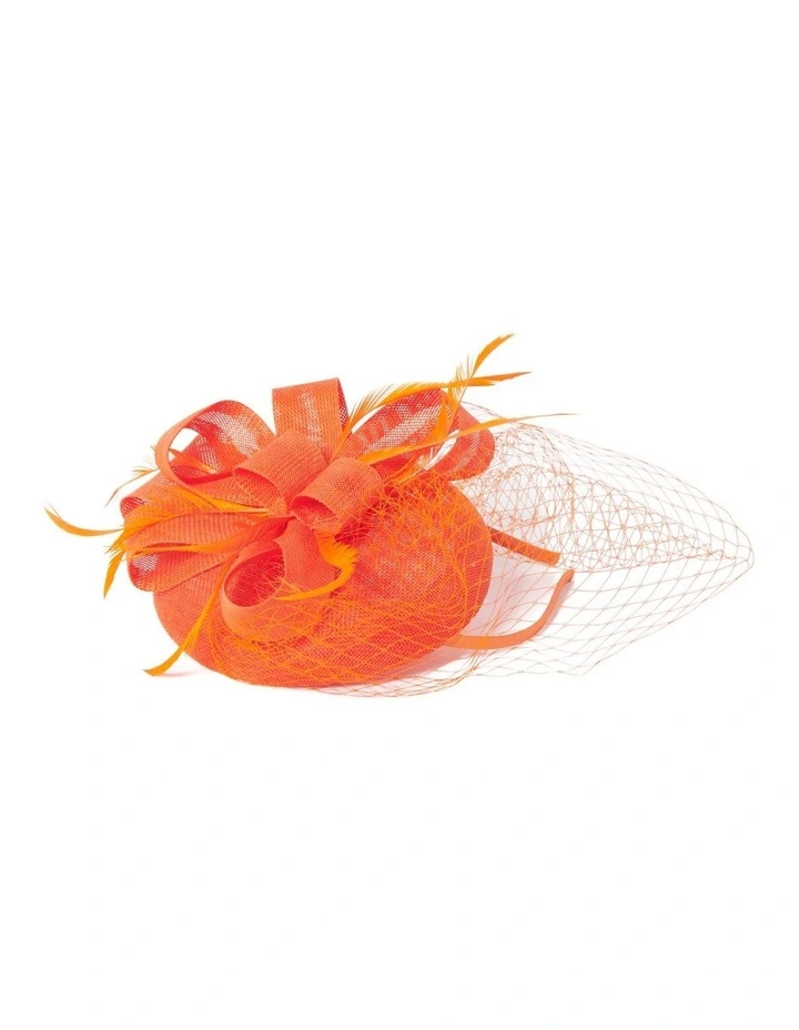 Forever New Rachel Netting Fascinator In Orange 2 Forever New Rachel Netting Fascinator In Orange - Image 2