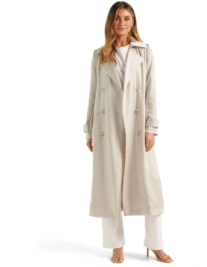 Forever New Sally Satin Trench In Champagne 1 Forever New Sally Satin Trench In Champagne
