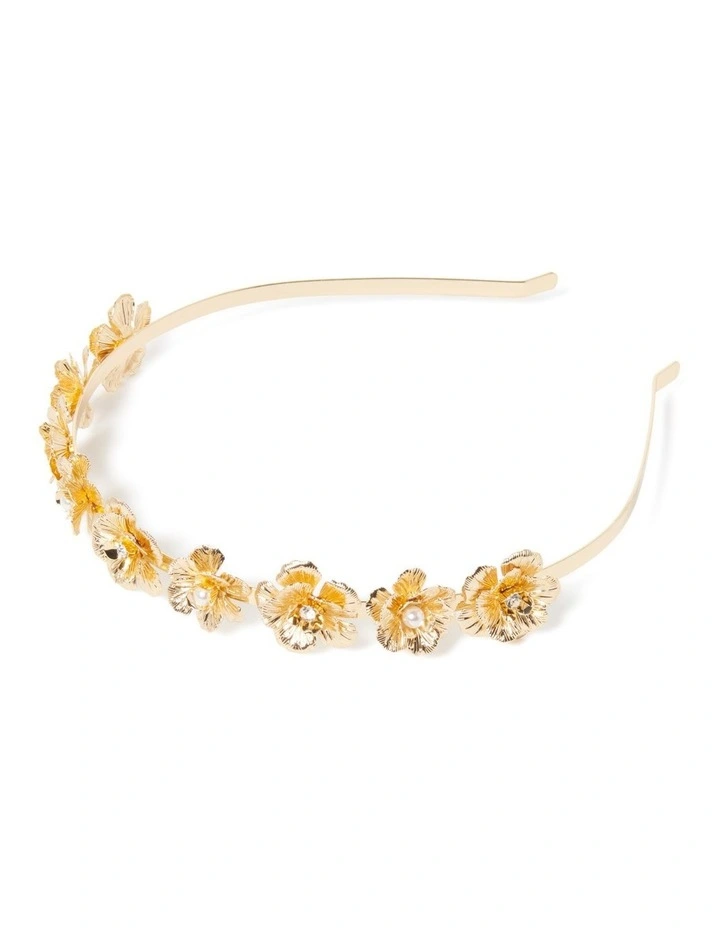 Forever New Lola Metal Flower Headband In Gold 1 Forever New Lola Metal Flower Headband In Gold
