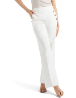 Forever New Megan Button Wide Leg Pant In White