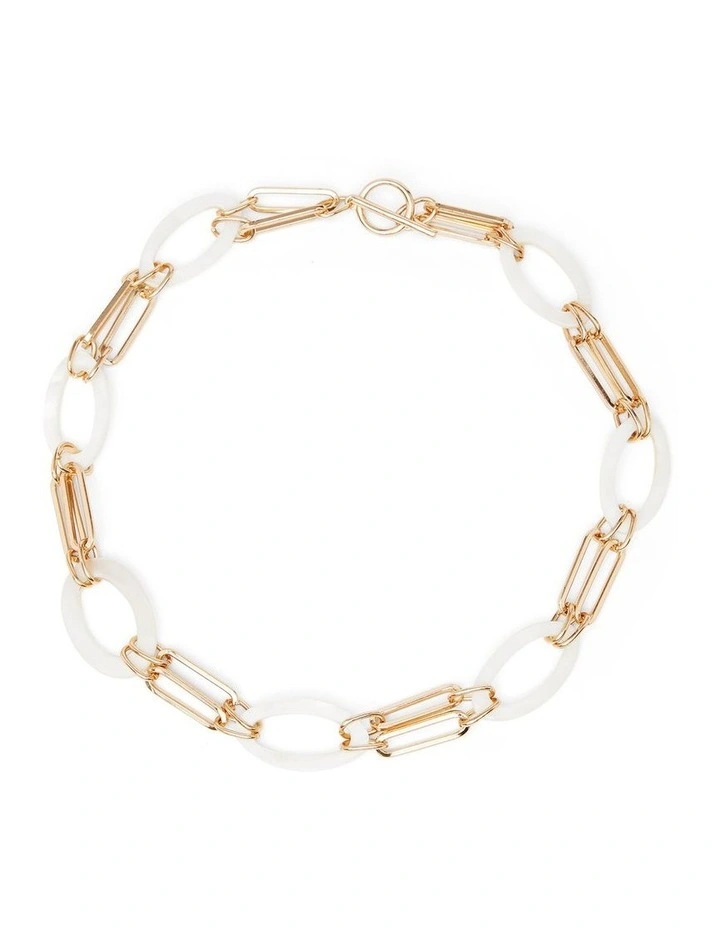 Shell Link Necklace In Gold/White 1 Shell Link Necklace In Gold/White