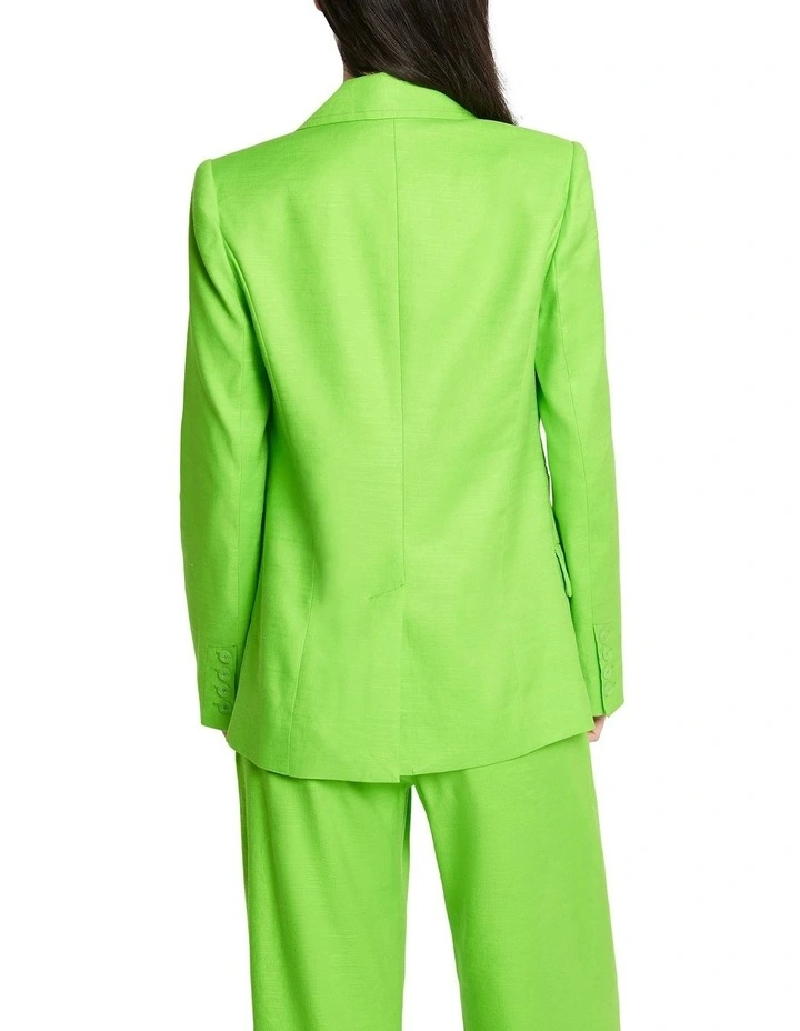 Love Or Lustre Relaxed Fit Blazer In Neon Green 2 Love Or Lustre Relaxed Fit Blazer In Neon Green - Image 2