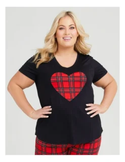 Bamboo Check Heart Pyjama Top In Black -Myer Clothing Shop 951416650 3 720x928