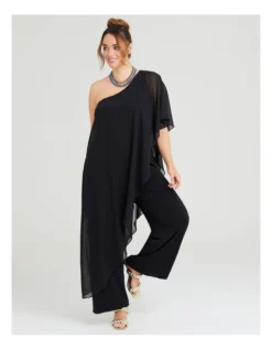 Party One Shoulder Jumpsuit Black -Myer Clothing Shop 951446350 4 720x928