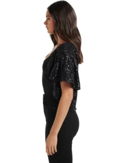 Forever New Selena Sequin Short Cape In Black -Myer Clothing Shop 952192180 952226920 3 720x928