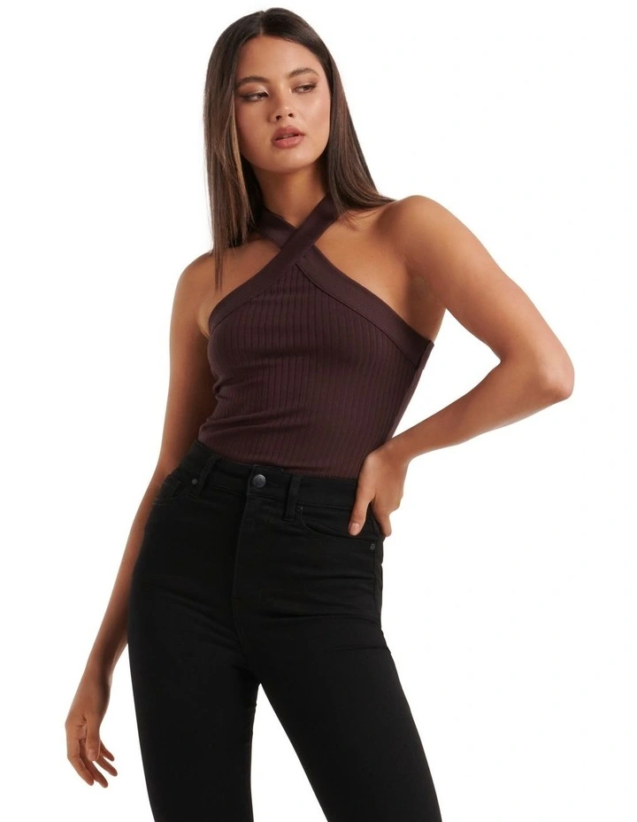 Forever New Allegra Wide Strap Arrow Neck Tank In Brown 1 Forever New Allegra Wide Strap Arrow Neck Tank In Brown