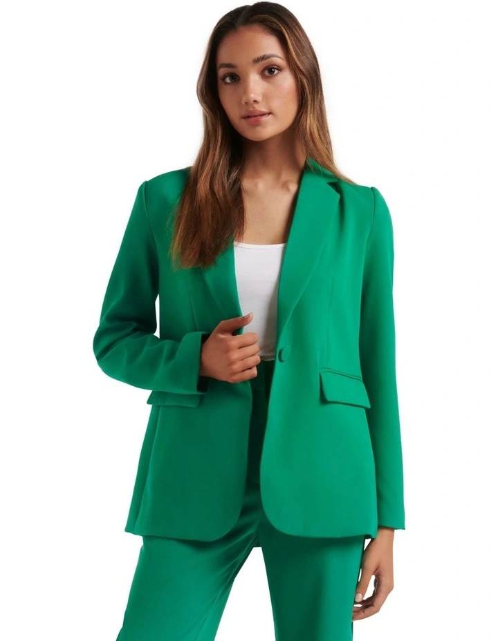 Abbie Longline Co-ord Blazer In Green 1 Abbie Longline Co-ord Blazer In Green