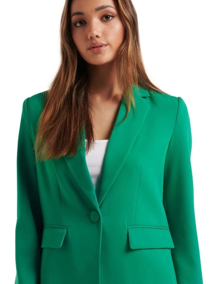 Abbie Longline Co-ord Blazer In Green 4 Abbie Longline Co-ord Blazer In Green - Image 4