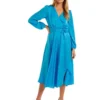 Forever New Marilyn Satin Wrap Midi Dress In Vivid Cornflower