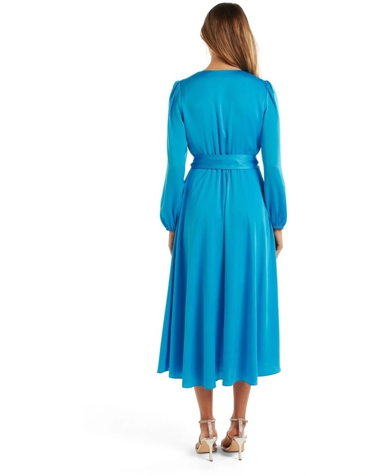 Forever New Marilyn Satin Wrap Midi Dress In Vivid Cornflower 2 Forever New Marilyn Satin Wrap Midi Dress In Vivid Cornflower - Image 2