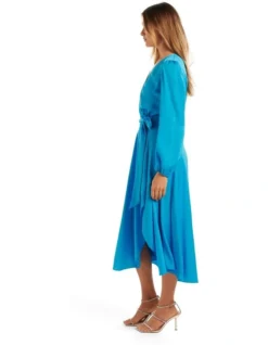 Forever New Marilyn Satin Wrap Midi Dress In Vivid Cornflower 6 Forever New Marilyn Satin Wrap Midi Dress In Vivid Cornflower -Myer Clothing Shop 952552990 952599340 3 720x928