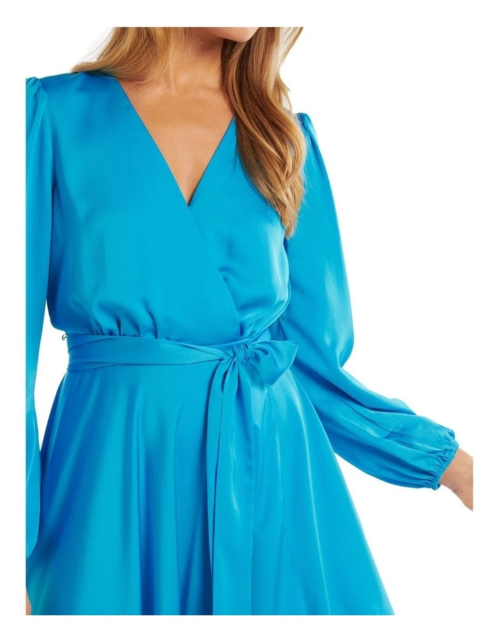 Forever New Marilyn Satin Wrap Midi Dress In Vivid Cornflower 4 Forever New Marilyn Satin Wrap Midi Dress In Vivid Cornflower - Image 4