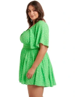 Nikita Shirred Playsuit In Green Locksley Ditsy -Myer Clothing Shop 952795180 3 720x928