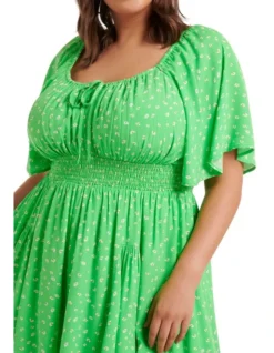 Nikita Shirred Playsuit In Green Locksley Ditsy -Myer Clothing Shop 952795180 4 720x928