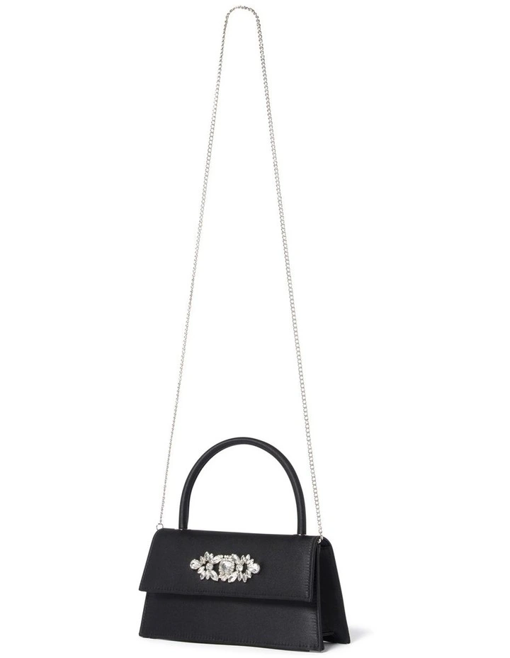 Forever New Ella Mini Brooch Bag In Black Satin 2 Forever New Ella Mini Brooch Bag In Black Satin - Image 2