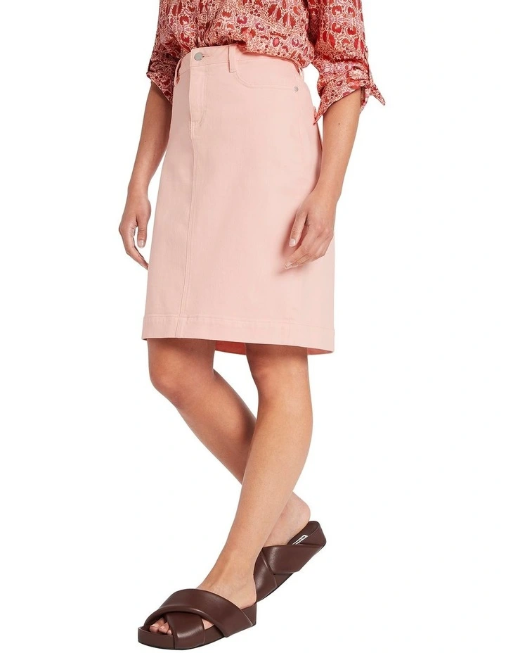 Marnie Denim Midi Skirt In Peach 1 Marnie Denim Midi Skirt In Peach