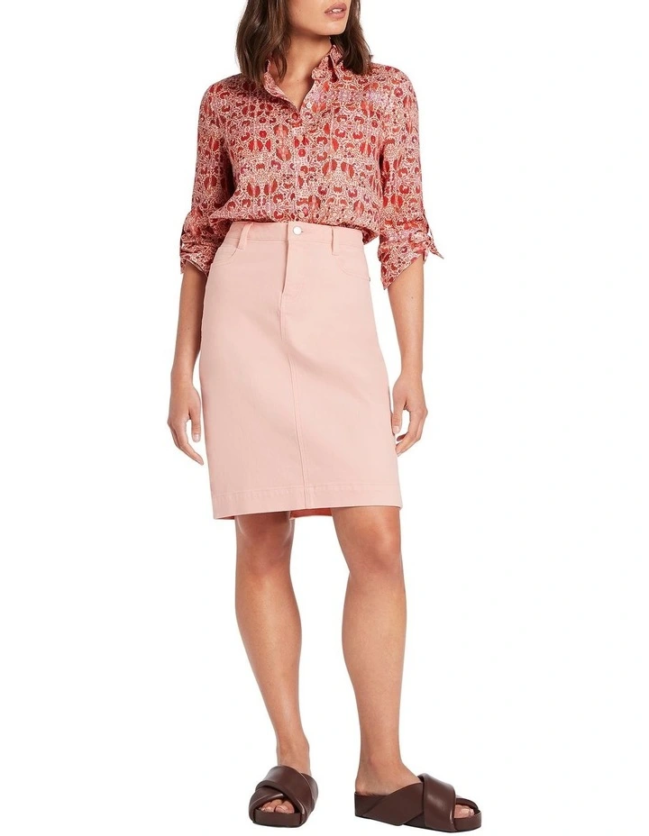 Marnie Denim Midi Skirt In Peach 2 Marnie Denim Midi Skirt In Peach - Image 2