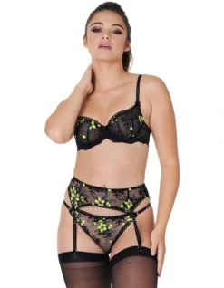 Wild Flower Suspender In Fluro Floral/Black
