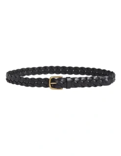 French Connection Finn Leather Braided Belt