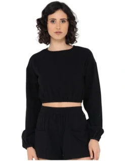 Rusty Somewhere Long Sleeve Top In Black