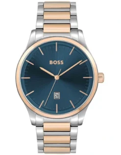 Hugo Boss Reason Blue Dial Two Tone Stainless Steel Qtz Watch 1513978