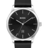 Hugo Boss Reason Black Leather Qtz Watch 1513981