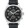 Hugo Boss View Black Leather Qtz Chrono Watch 1513987