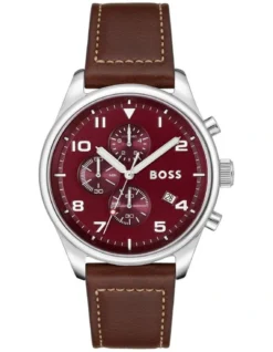 Hugo Boss View Brown Leather Qtz Chrono Watch 1513988