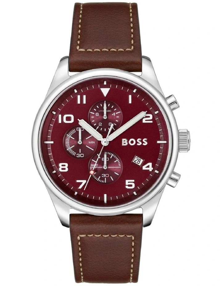 Hugo Boss View Brown Leather Qtz Chrono Watch 1513988 1 Hugo Boss View Brown Leather Qtz Chrono Watch 1513988