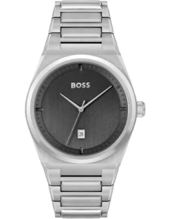 Hugo Boss Steer Grey Dial Stainless Steel Qtz Watch 1513992